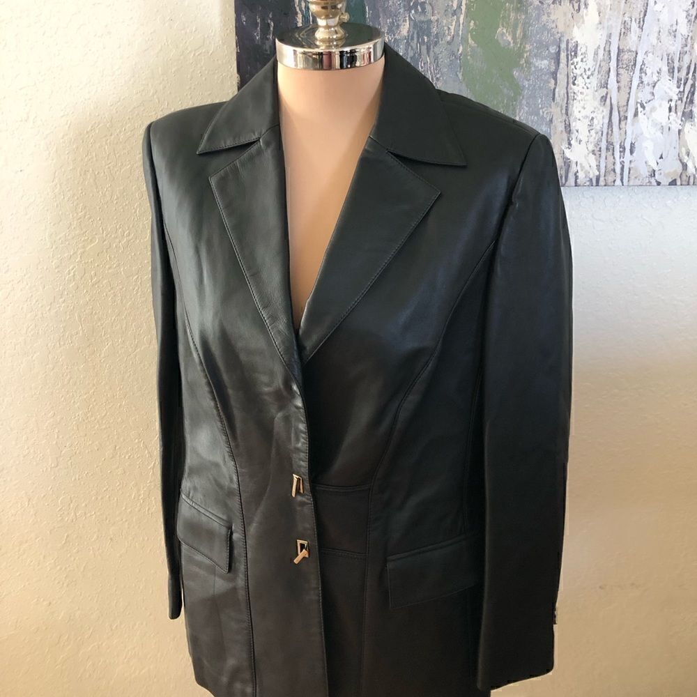 ESCADA Luxury Lamb Nappa Lammnappa Black Leather Jacket